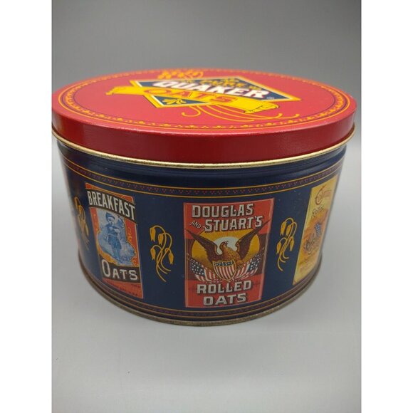 Vintage 1980s 90s Lot of 2 Quaker Oats Metal Tin Cans, 1983, 1990 - Picture 13 of 17